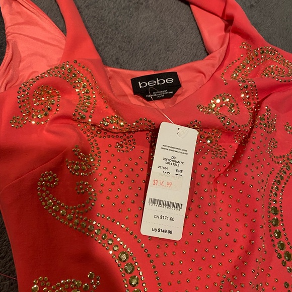 BEBE BRAND NEW BEBE SPECIAL EDITION METAL BEADED MINI DRESS - Picture 2 of 4